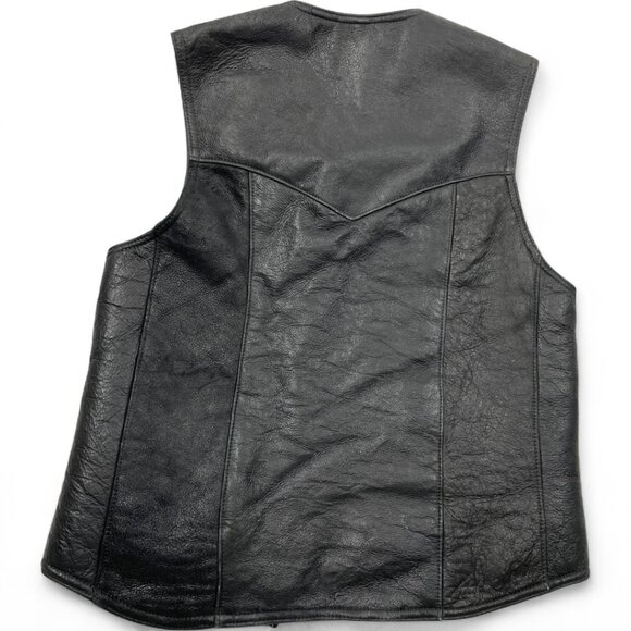 Black Shearling Sheepskin Leather Wool Biker Aviator Vest Jacket Men's 52 XL - Picture 3 of 7